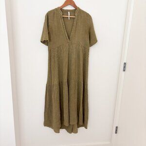 Anthropologie The Kallie Green Flowy Maxi Dress (Softened Sage)